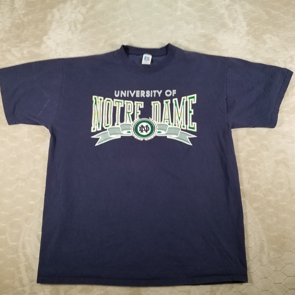 VTG 80s 90s Russell Athletic Notre Dame T-Shirt Fighting Irish Men's XXL FADED